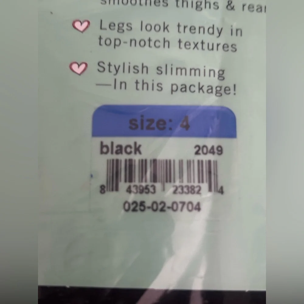 NWT Black Shaping Tights with Textured Wishbone Pattern - Size 4